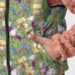 Детский жилет Ирисы и стрекозы на зеленом, цвет: 3D-светло-серый — фото 2