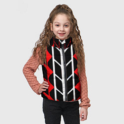 Детский жилет White and red lines on a black background, цвет: 3D-светло-серый — фото 2