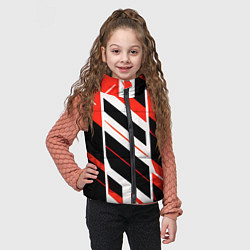 Детский жилет Black and red stripes on a white background, цвет: 3D-черный — фото 2