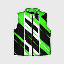 Детский жилет Black and green stripes on a white background, цвет: 3D-светло-серый