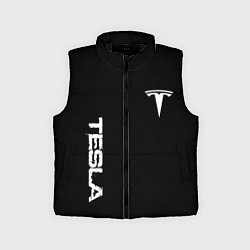 Детский жилет Tesla logo white, цвет: 3D-черный