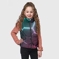 Детский жилет Голубые и розовые неоновые плиты в разломе, цвет: 3D-светло-серый — фото 2