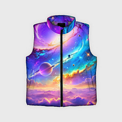 Детский жилет Космос в неоновых тонах, цвет: 3D-светло-серый