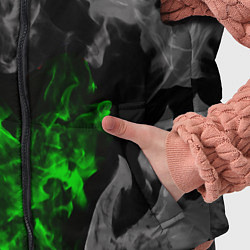 Детский жилет Зелёный и чёрный огонь, цвет: 3D-светло-серый — фото 2