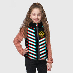 Детский жилет Герб РФ глитч геометрия, цвет: 3D-черный — фото 2