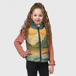 Детский жилет В теплых горах на закате, цвет: 3D-черный — фото 2