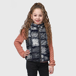 Детский жилет Африканские узоры на пэчворк дениме, цвет: 3D-черный — фото 2