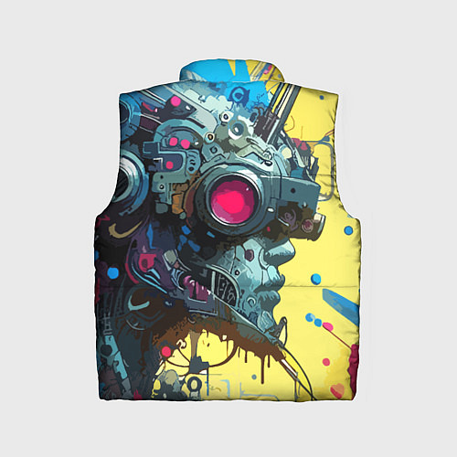 Детский жилет Персонаж в виртуальном шлеме - киберпанк / 3D-Красный – фото 2