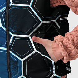 Детский жилет Белые шестиугольники на чёрно-синем фоне, цвет: 3D-светло-серый — фото 2