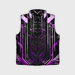 Детский жилет Purple lines on a black background, цвет: 3D-светло-серый
