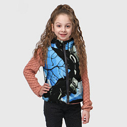 Детский жилет Чёрные линии на чёрно-синем фоне, цвет: 3D-красный — фото 2