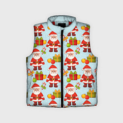 Детский жилет Новогодний паттерн с Сантой и подарками, цвет: 3D-красный