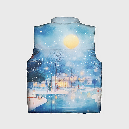 Детский жилет Новогодняя атмосфера - акварель / 3D-Красный – фото 2