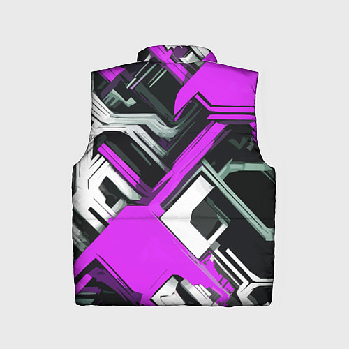 Детский жилет Бело-фиолетовый техно паттерн на чёрном фоне / 3D-Красный – фото 2