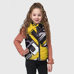 Детский жилет Бело-жёлтый техно паттерн на чёрном фоне, цвет: 3D-черный — фото 2
