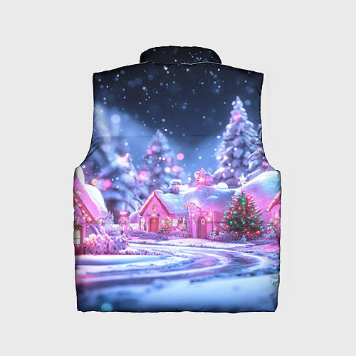 Детский жилет Неоновые новогодние домики / 3D-Красный – фото 2