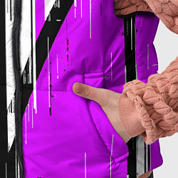 Детский жилет Чёрно-белые вертикальные полосы на фиолетовом фоне, цвет: 3D-черный — фото 2