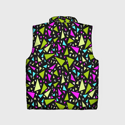 Детский жилет Неоновые разноцветные треугольники на черном / 3D-Красный – фото 2