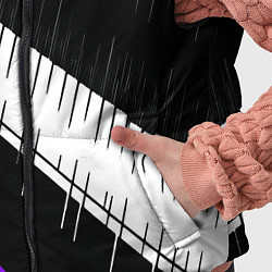 Детский жилет Диагональные чёрно-белые полосы на фиолетовом фоне, цвет: 3D-светло-серый — фото 2