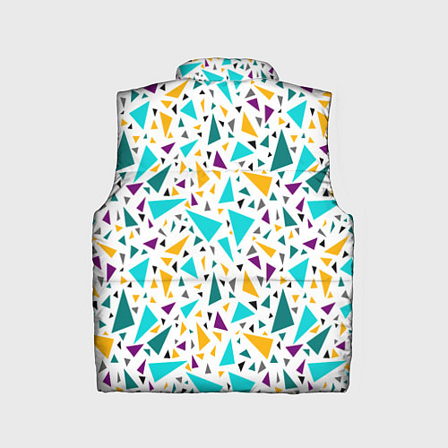 Детский жилет Бирюзовые желтые треугольники на белом / 3D-Красный – фото 2