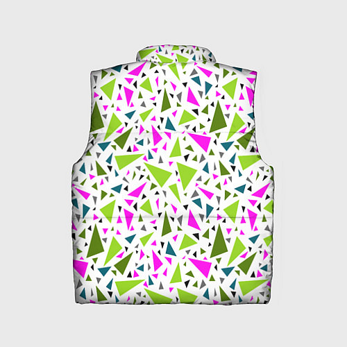 Детский жилет Разноцветные неоновые треугольники на белом фоне / 3D-Красный – фото 2