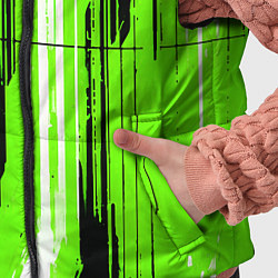 Детский жилет Вертикальные чёрно-белые линии на зелёном фоне, цвет: 3D-светло-серый — фото 2