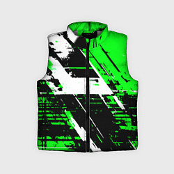 Детский жилет Diagonal black and white stripes on a green backgr, цвет: 3D-светло-серый