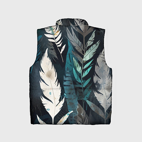 Детский жилет Перья и листья / 3D-Светло-серый – фото 2