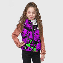 Детский жилет Зелёно-розовая абстракция на белом фоне, цвет: 3D-светло-серый — фото 2