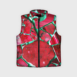 Детский жилет Зеленый минерал в красном камне, цвет: 3D-светло-серый