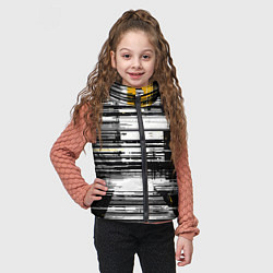 Детский жилет Горизонтальные чёрные линии на бело-жёлтом фоне, цвет: 3D-черный — фото 2