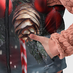 Детский жилет Новогодние украшения на ветках, цвет: 3D-черный — фото 2