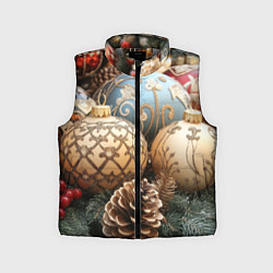 Детский жилет Большие новогодние шары, цвет: 3D-светло-серый