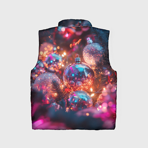 Детский жилет Новогодние шары и фиолетовые блески / 3D-Красный – фото 2