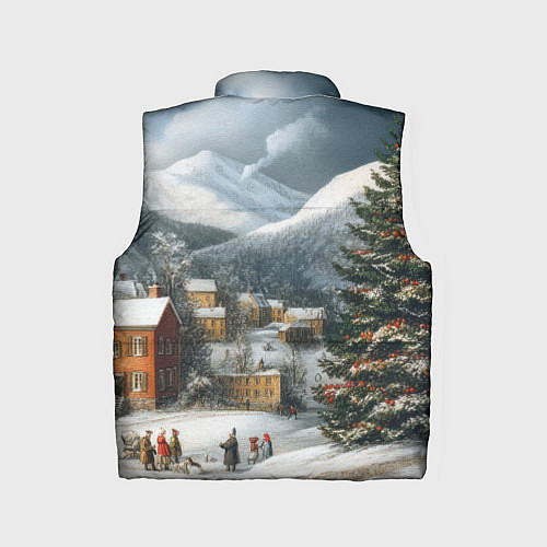 Детский жилет Новогодняя огромная елка и маленькие домики / 3D-Красный – фото 2