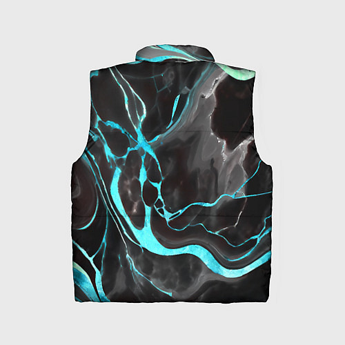 Детский жилет Голубые флюиды на чёрном фоне / 3D-Красный – фото 2
