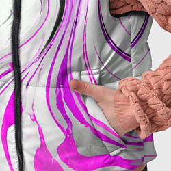 Детский жилет Волнистые чёрно-фиолетовые линии на белом фоне, цвет: 3D-светло-серый — фото 2
