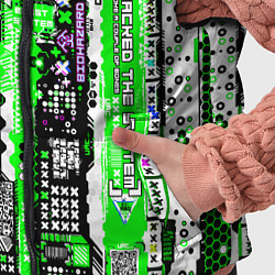 Детский жилет Киберпанк паттерн зелёный, цвет: 3D-светло-серый — фото 2