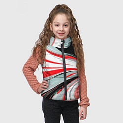 Детский жилет Волнистые бело-красные линии на чёрном фоне, цвет: 3D-черный — фото 2