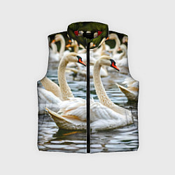 Детский жилет Белые лебеди на пруду, цвет: 3D-красный