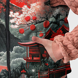 Детский жилет Горы и сакура Японии, цвет: 3D-светло-серый — фото 2