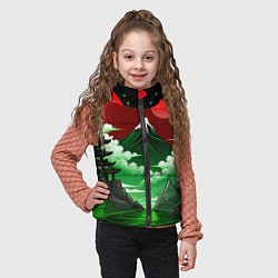 Детский жилет Япония красно-зеленая природа, цвет: 3D-черный — фото 2