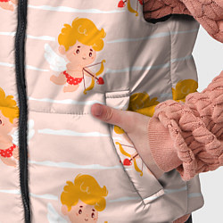 Детский жилет Полосатый паттерн с милыми купидонами, цвет: 3D-красный — фото 2