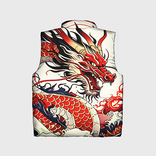 Детский жилет Красный дракон в японском стиле ирезуми / 3D-Светло-серый – фото 2