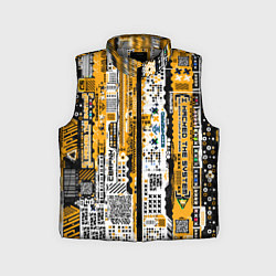 Детский жилет Cyberpunk pattern yellow, цвет: 3D-светло-серый