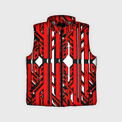 Детский жилет Чёрно-красные техно полосы на белом фоне, цвет: 3D-светло-серый