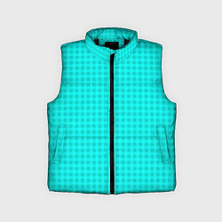 Детский жилет Неоновый голубой паттерн клетка, цвет: 3D-черный