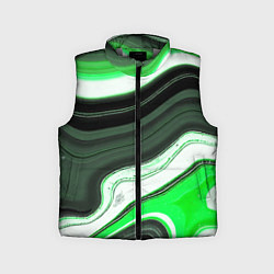 Детский жилет Волнистые горизонтальные чёрно-зелёные полосы на б, цвет: 3D-светло-серый