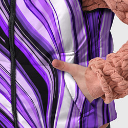 Детский жилет Волнистые вертикальные чёрно-фиолетовые полосы, цвет: 3D-светло-серый — фото 2