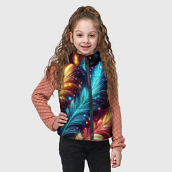 Детский жилет Неоновые разноцветные перья, цвет: 3D-светло-серый — фото 2